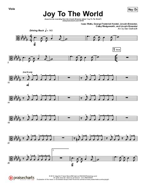 Joy To The World Viola Sheet Music Pdf Lincoln Brewster Praisecharts