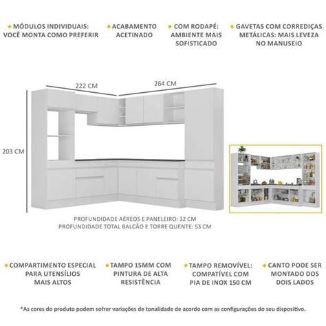 Arm Rio De Cozinha Completa De Canto Rodap Veneza Multim Veis