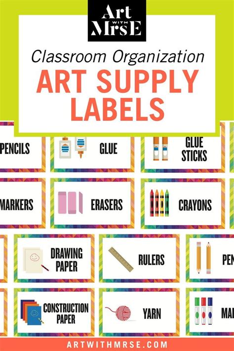 Art Supply Labels | Digital Download | Art classroom decor, Art ...