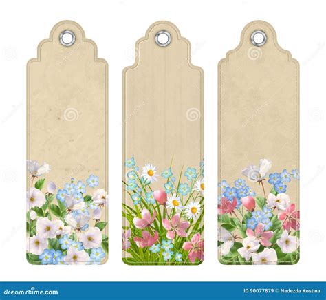 Set Of Bookmarks With Flowers Cartoon Vector | CartoonDealer.com #90777751