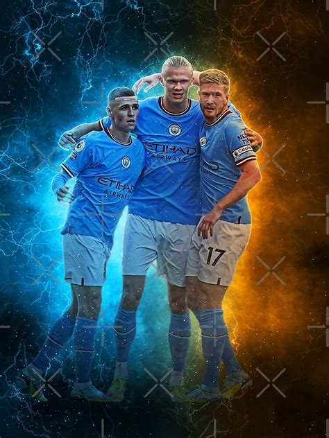 ERLING HAALAND KEVIN DE BRUYNE PHIL FODEN Premium Matte Vertical Poster