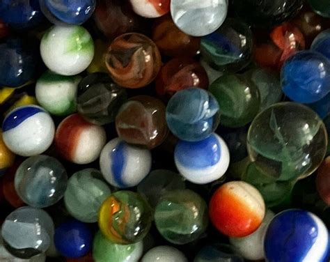 Ships Free 50 Vintage Glass Marbles Unsorted Agate Marbles Swirl