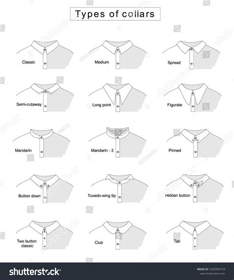 types collars white background stock vector royalty