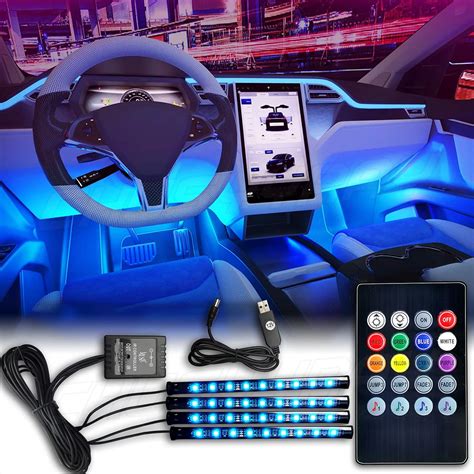 Neon Led Car Interior Ambient Foot Strip Light Kit Accessories