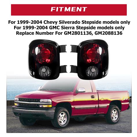 Hecasa For 99 04 Chevy Silverado Sierra Stepside Tail Lights Lamps Left Right Ebay