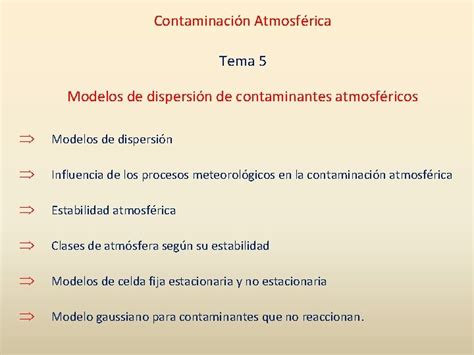 Contaminacin Atmosfrica Tema 5 Modelos De Dispersin De