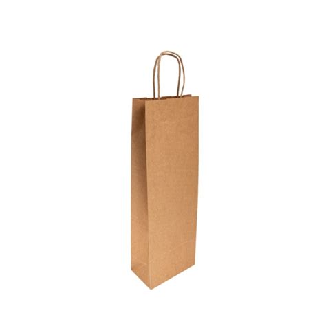 Bolsa Sos Papel Kraft Marrón Asa Rizada para Botella 140 80x400mm