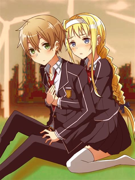 Safebooru 1boy 1girl Alice Schuberg Black Jacket Black Skirt Blonde