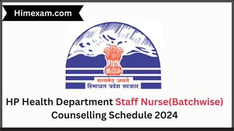 Hp Health Department Staff Nurse Batchwise Counselling Schedule