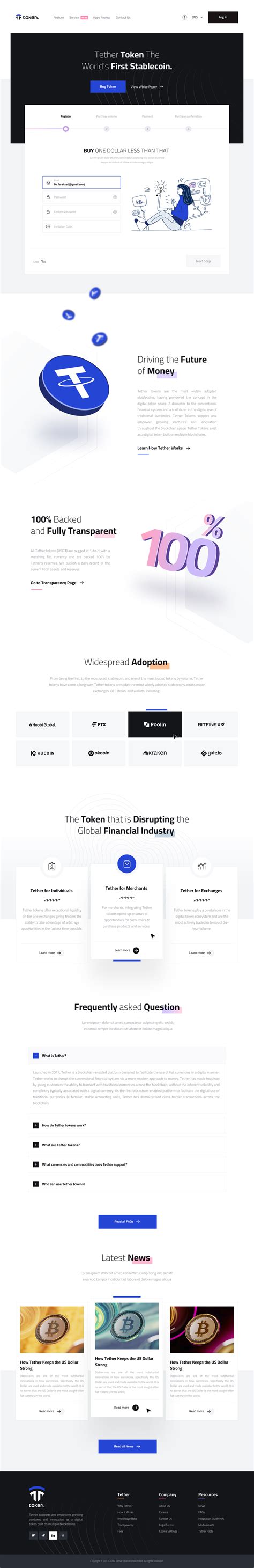 Tether Landing Page Light🔥 By Mohammad Reza Farahzad For Orizon Uiux Design Agency On Dribbble