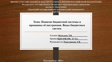 Понятие бюджетной системы и принципы её построения. Виды бюджетных ...