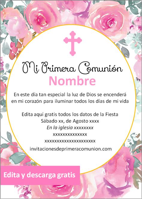 Las mejores invitaciones para Primera Comunión Niña para editar2020