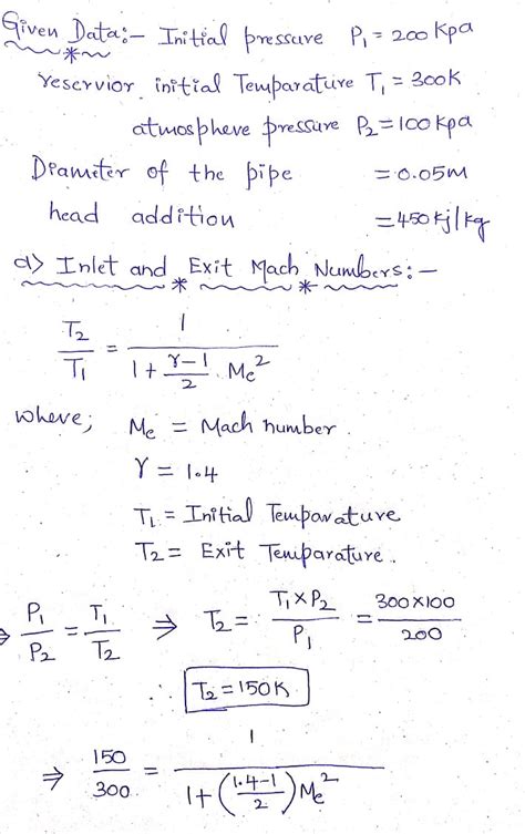 Solved Air Flows From A Large Reservoir Where The Pressure And