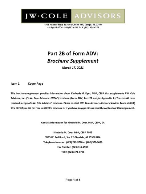 Fillable Online Part 2B Of Form ADV Brochure Supplement Keystone