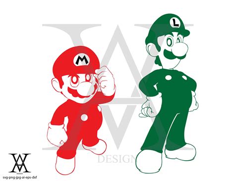 Mario And Luigi Vector Clipart Instant Download Etsy