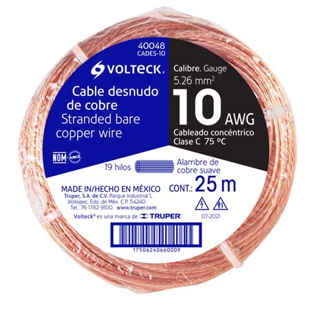 Metro De Cable Desnudo De Cobre Calibre Awg Rollo M Cables