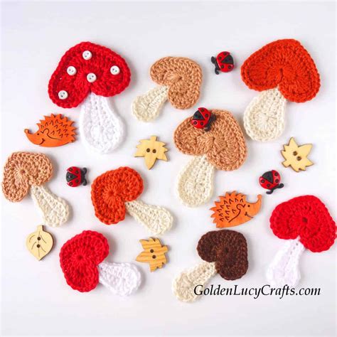 Mushroom Applique, Free Crochet Pattern – GoldenLucyCrafts