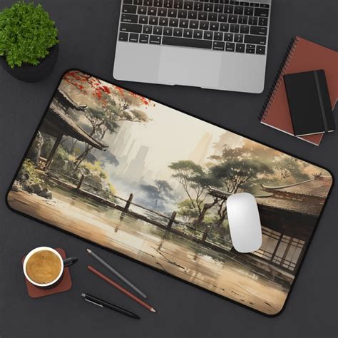 Samurai S Sanctuary Japanese Watercolor Desk Decor Gaming Desk