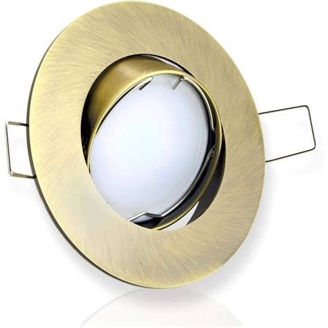 Ximstf Spot à Encastrer Led Laiton Rond 6 5 Watts Blanc Chaud 230v Plat