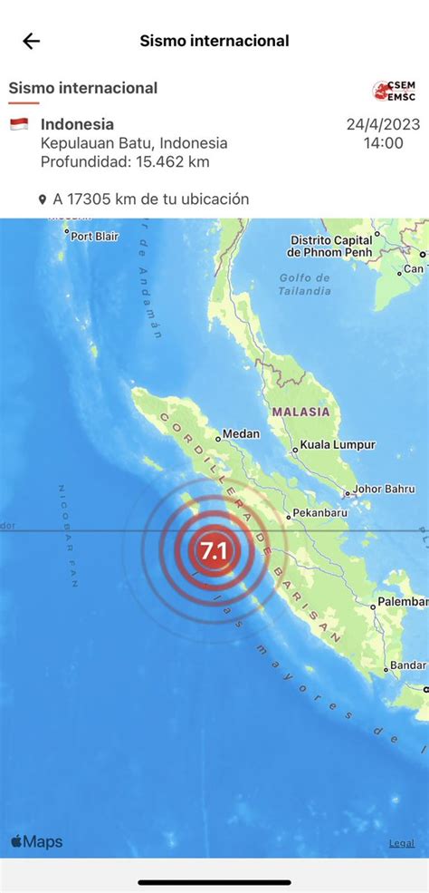 SkyAlert On Twitter Sismo Magnitud 7 1 Frente La Costa De Sumatra