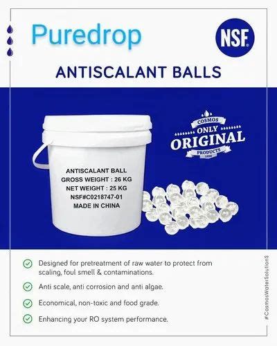 Scale Inhibitor Puredrop RO Antiscalant Solid Balls 25 Kg Bucket For