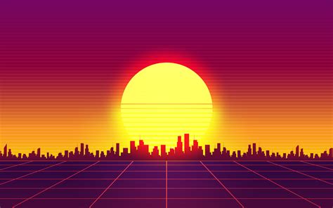 X Retrowave City Dark Sunset K Wallpaper X Resolution