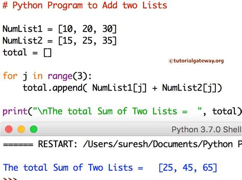 Python Program To Add Two Lists