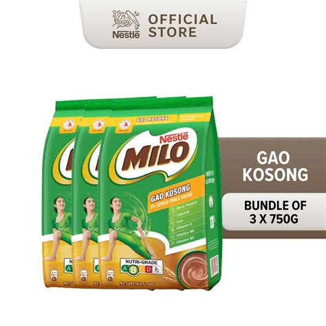 Bundle Of 3 MILO Gao Kosong Powder Refill Pack 750g Expiry Oct 2024