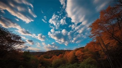 The Clouds In The Sky And The Colors Of The Fall Background Beautiful