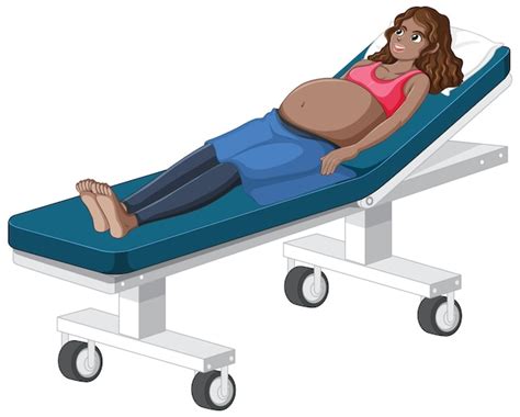 Free Vector Pregnant Woman Lying On Hospital Bed