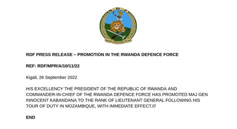 Rwanda Defence Force On Twitter Rdf Press Release Promotion In The