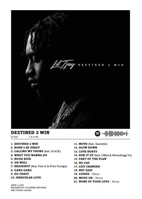 Lil Tjay Destined 2 Win Album Poster - Etsy