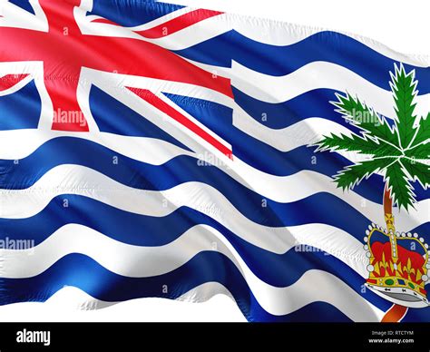 Flag Of British Indian Ocean Territory Waving In The Wind Isolated