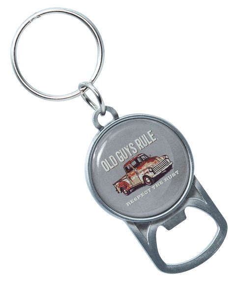 Old Guys Rule Domed Bottle Opener Key Chain Old Guys Rule Car