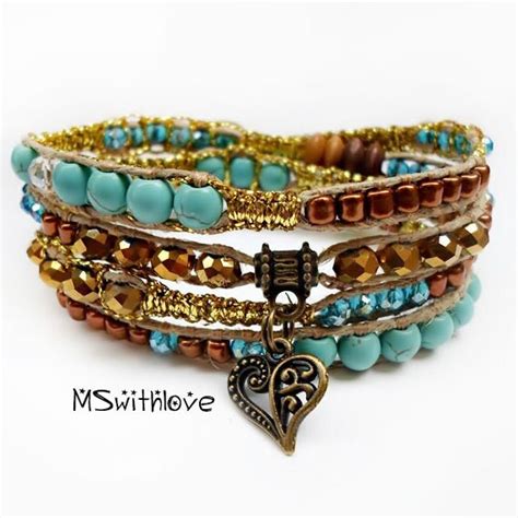 Bohemian Wrap Bracelet For Woman Turquoise Beaded By Mswithlove