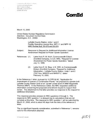 Fillable Online Pbadupws Nrc Lasalle Units And Response To Request