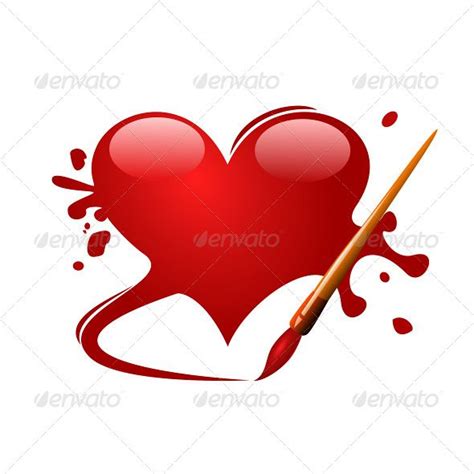 Heart Drawn In Red Paint With A Brush Heart Drawing Paint Brush