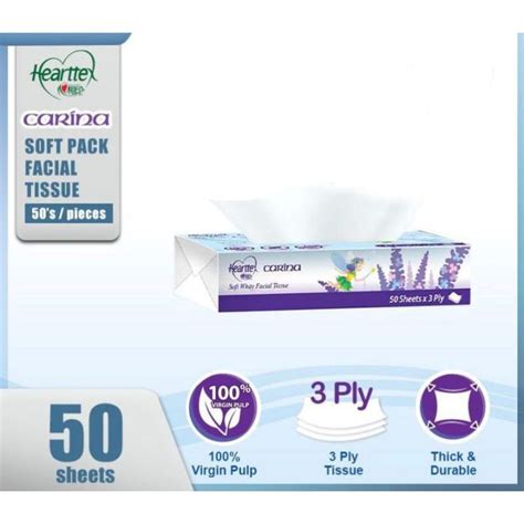 Carina Soft Pack White Facial Tissue Virgin Pulp Pulls X Ply