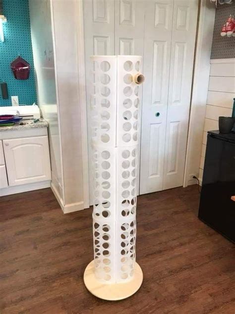 Ikea Bag Holders Stacked Into A Tower For Vinyl Storage Craft Room