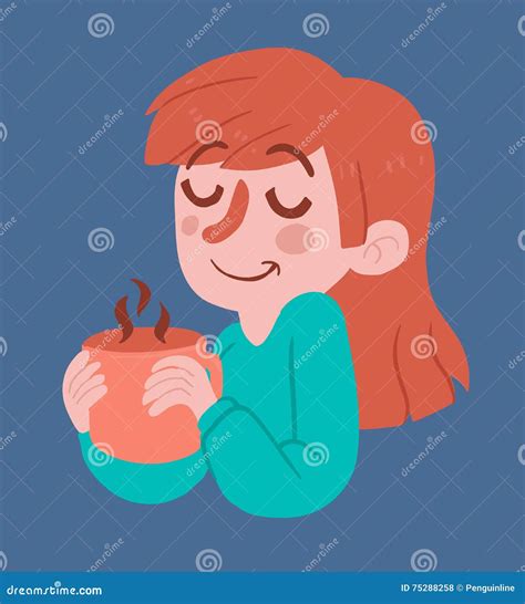 Cute Girl With Hot Beverage Stock Vector Illustration Of Peaceful Food 75288258