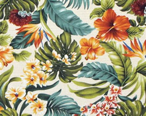 Hawaiian Barkcloth Fabric Lovely Tropical Flowers By Gbaghawaii