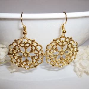 Wvluckygirl Jewelry Gold Earrings Filigree Statement Jewelry Set