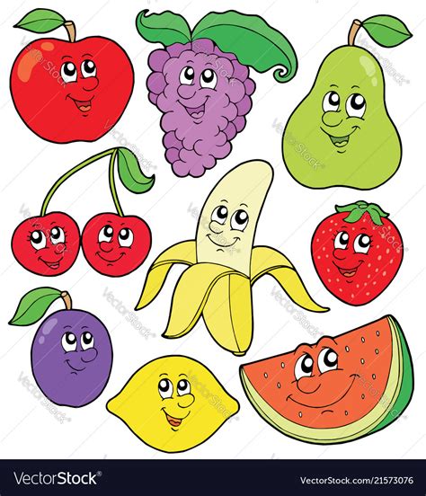 Cartoon Fruits Collection Royalty Free Vector Image