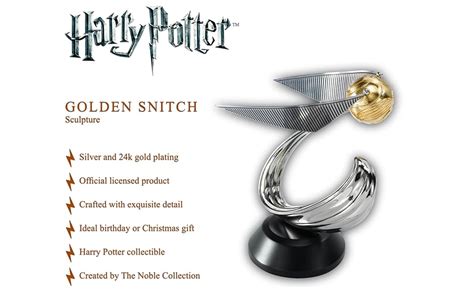 The Noble Collection Harry Potter Golden Snitch Sculpture 7in 18cm 24k Gold And Silver