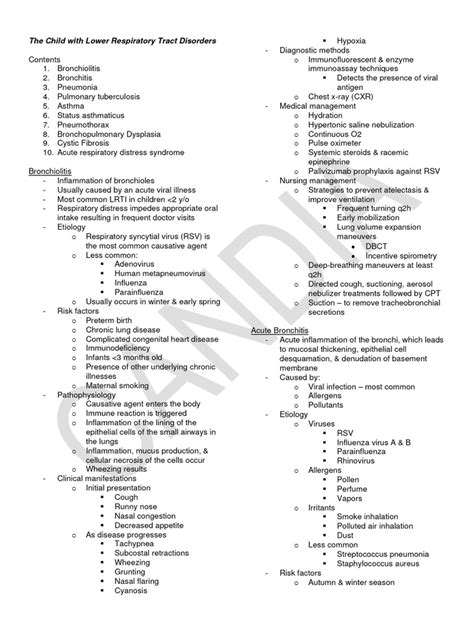 Pediatric Lower Respiratory Tract Disorders Pdf