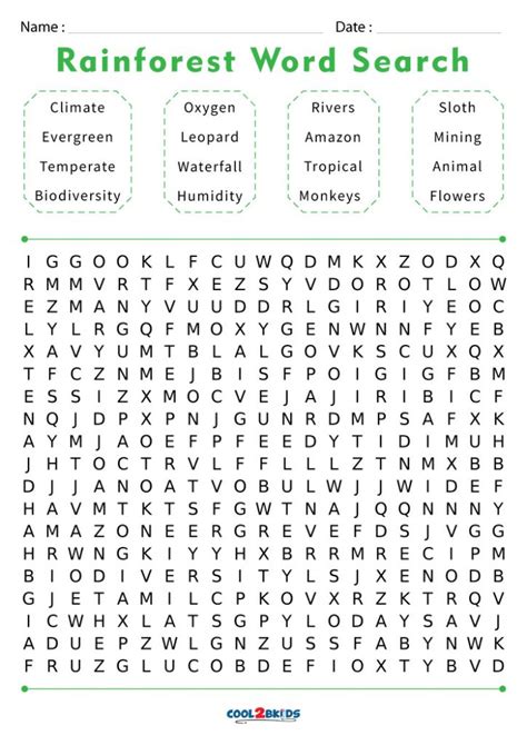 Rainforest Word Searches