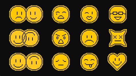 Pixel Emoji Smile Pack Various Pixel Art Smiles With Laugh Or Love