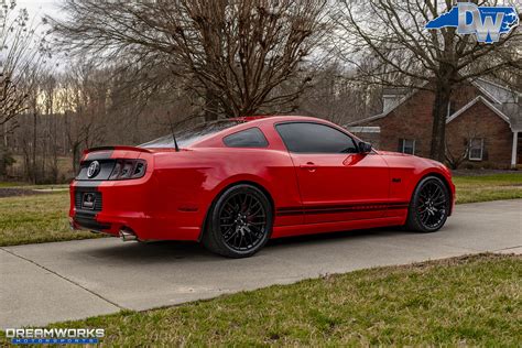 Red Ford Mustang Black Wheels — Dreamworks Motorsports