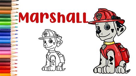 How To Draw Marshall Paw Patrol Easy Easy Step By Step Drawing Tutorial Youtube