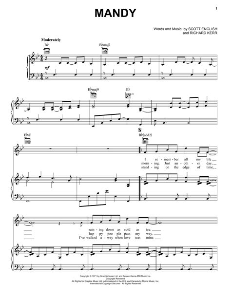 Barry Manilow Mandy Sheet Music Notes Download Printable Pdf Score 64641